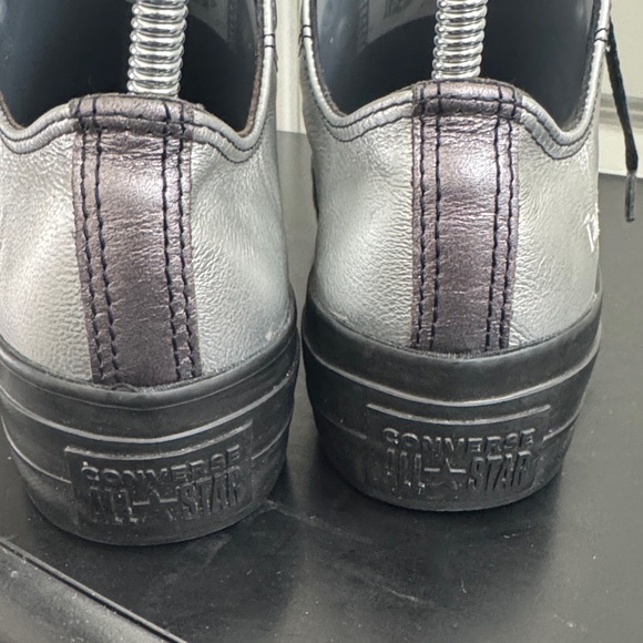 Converse Platform Women's Metallic Silver and Black Sneakers, Sz 7 - Picture 7 of 11